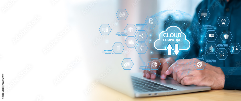 Poster database storage cloud technology file data transfer sharing, cyber, big data information for financ