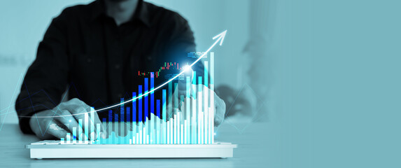 Graph icon for business target goal to growth and financial data statistic analyze marketing...