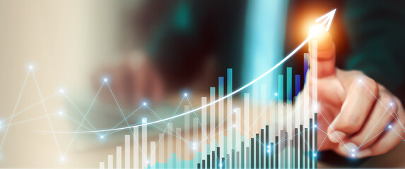 Graph icon for business target goal to growth and financial data statistic analyze marketing...