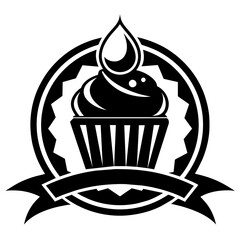 Vector silhouette of cupcakes bakery logo design template 