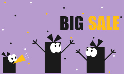 Big Sale, Flyer, Shopping, Banner, Background, Market, Purple, Yellow, Vector Illustration
