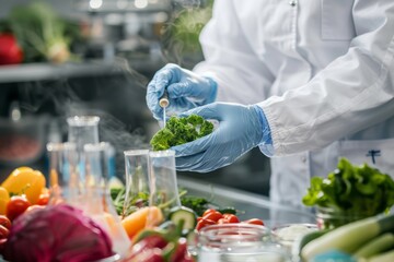 a food science researcher doing testing in a lab