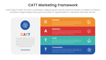 catt marketing framework infographic 4 point stage template with big round box and vertical stack point for slide presentation