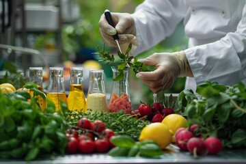 a food science researcher doing testing in a lab