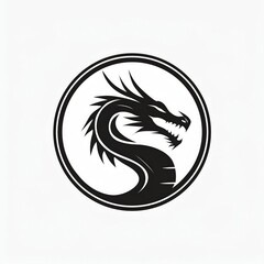 Fototapeta premium dragon, chinese zodiac year of the dragon, chinese new year, chinese new year, logo iconic dragon. Dragon design with circle. Dragon tatto, Dragon art, icon dragon, symbol dragon, shio dragon