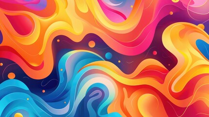 Obraz premium A vibrant abstract background featuring swirling, colorful waves and shapes.