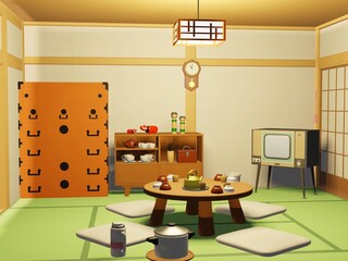 昭和レトロな部屋のイラスト