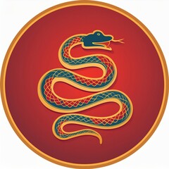 Obraz premium snake icon or snake logo. logo iconic snake chinese, circel logo snake, red snake logo. black color and white background. shio snake, snake chinese new years, snake tatto design, snake art. 