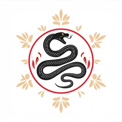 Obraz premium snake icon or snake logo. logo iconic snake chinese, circel logo snake, red snake logo. black color and white background. shio snake, snake chinese new years, snake tatto design, snake art. 