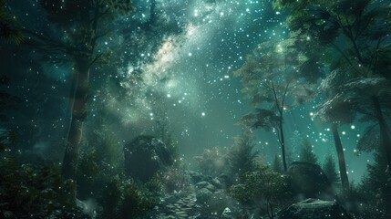 Fototapeta premium Milkyway forest nature backgrounds concept