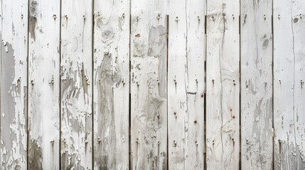 Close up detailed texture of a rural wooden fence painted in aged white