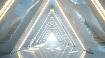 Triangle Endless Corridor. 3D Render 