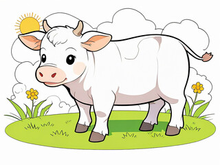 A cow in nature outline for coloring book Generative AI