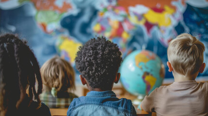 The back of an African student is studying hard.