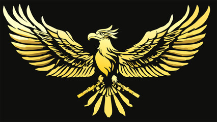 golden phoenix, vector illustration flat 2