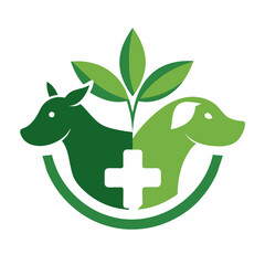 illustration of a animals with leaf logo icon