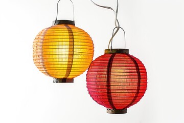 Fototapeta premium Moroccan lanterns hanging in a row a white background