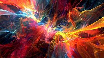 : Energetic abstract convergence background with explosive colors and chaotic lines, capturing a sense of movement and vitality.