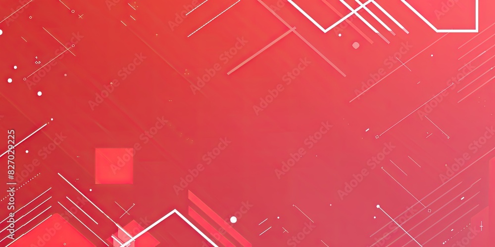 Poster simple red background with simple shapes and lines. the color is bright and the background light, wi