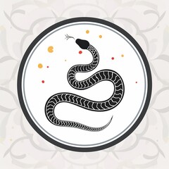 Naklejka premium chinese zodiac year of the snake, chinese new year, chinese new year, logo iconic snake, circel logo snake, red snake logo, wood snake chinese new year symbol, logo red snake cool