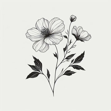 A photo of beautiful flower outline for coloring book Generative AI