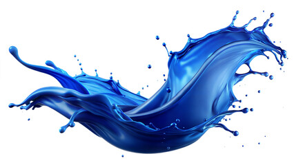 Royal Blue Splash – Majestic Flow: A royal blue liquid splash with a majestic and elegant flow, isolated on a white background.
