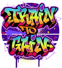 Graffiti text gym fitness vector illustration
