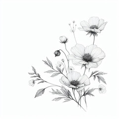 A photo of beautiful flower outline for coloring book Generative AI