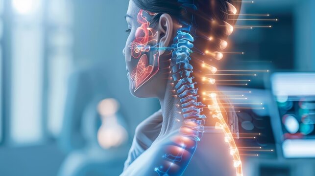 A patient received personalized pain management treatment through a combination of medication and physical therapy, close up, with Glow HUD big Icon of pain management