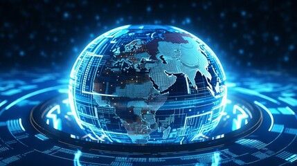 Dynamic world map animation: futuristic technology concept for global business.

