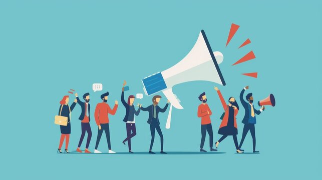 An illustration of a business leveraging strong brand loyalty by launching a customer advocacy program, turning loyal customers into brand ambassadors