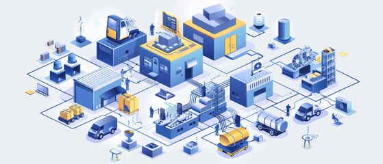 An operational scalability strategy depicting a company expanding its supply chain capabilities, ensuring efficient production and distribution to meet growing demand