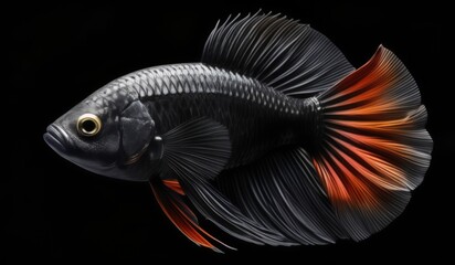 Fototapeta premium betta fish Double Tail or Double Tail Betta black