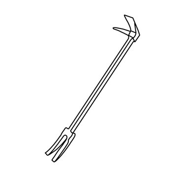 recommend clip art: Vector illustration Halligan tool hand drawn sketch Fireman equipment line art,side view, isolated on white background, For kids coloring book or science illustration.