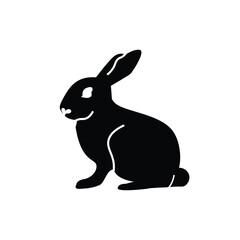 Elegant Black Rabbit Silhouette vector.