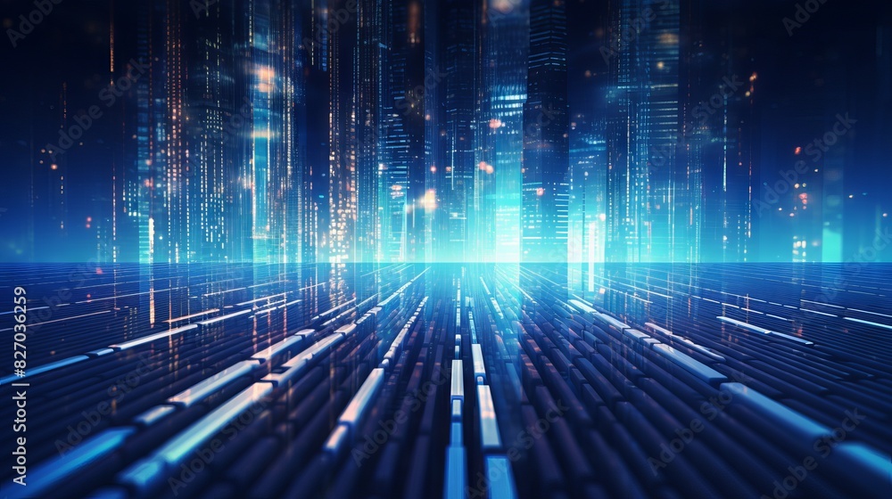 Poster abstract futuristic cyberspace background with data transfer elements and technology concept in a di