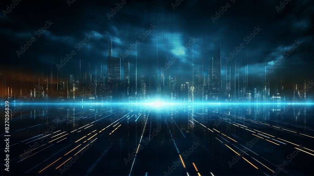 Poster abstract futuristic cyberspace background with data transfer elements and technology concept in a di
