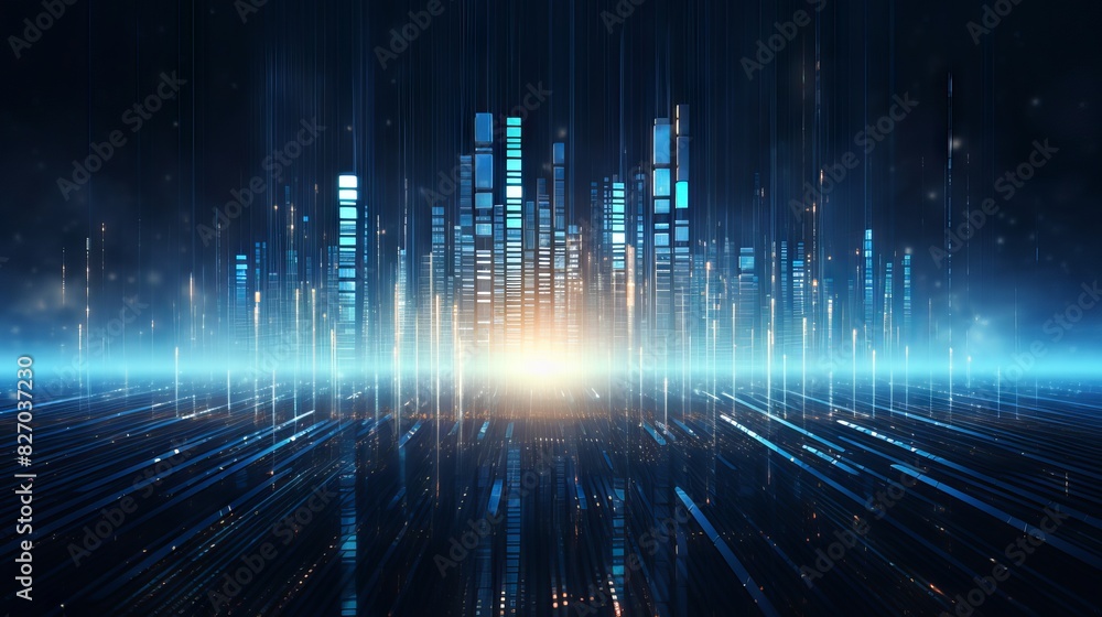 Poster abstract futuristic cyberspace background with data transfer elements and technology concept in a di