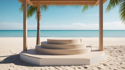Obraz premium podium beach with palm trees