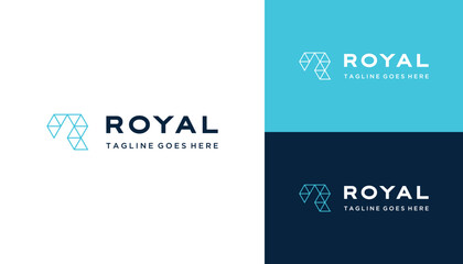 Modern Initial Letter R with Circuit Hexagon Digital Line Framework Logo Design