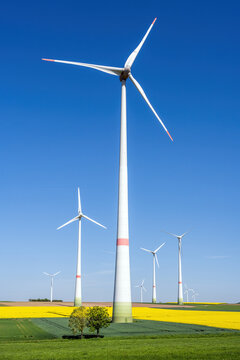 Wind turbines in agricultural fields seen in Germany