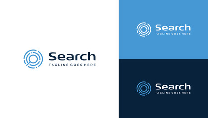 Magnifying Glass Lens with Circular Digital Lines for Data Analysis Search Logo Design