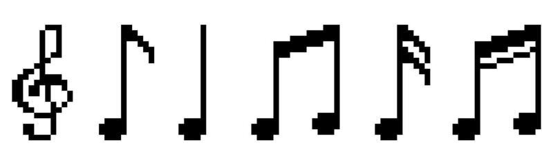 pixel art of Music notes icon set, Music notes symbol, vector illustration 8 bit,16 bit