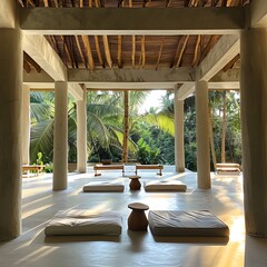 Fototapeta premium A beautiful open-air yoga studio with a view of the jungle