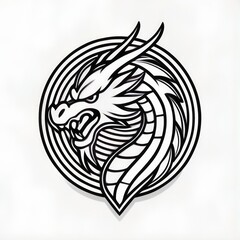 Fototapeta premium chinese dragon tattoo, black dragon with background, black dragon tattoo, tattoo design, dragon symbol, dragon icon, dragon logo black and white