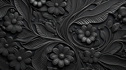 Embossed creative black background, vintage cover design, ethno style. Geometric monochrome 3D pattern