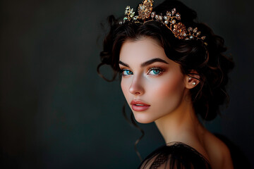 Fototapeta premium A woman with a tiara on her head