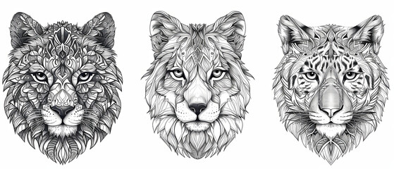 Wild Lion And Tiger Head