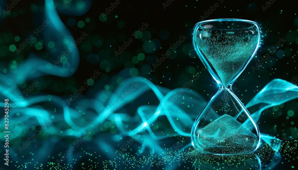 Wall mural a blue and white image of a sand timer with a blue background by ai generated image
