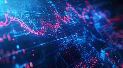 Fototapeta premium Abstract digital chart background, stock business graph, statistics and diagram about data exchange in finance, trend and trade in economy